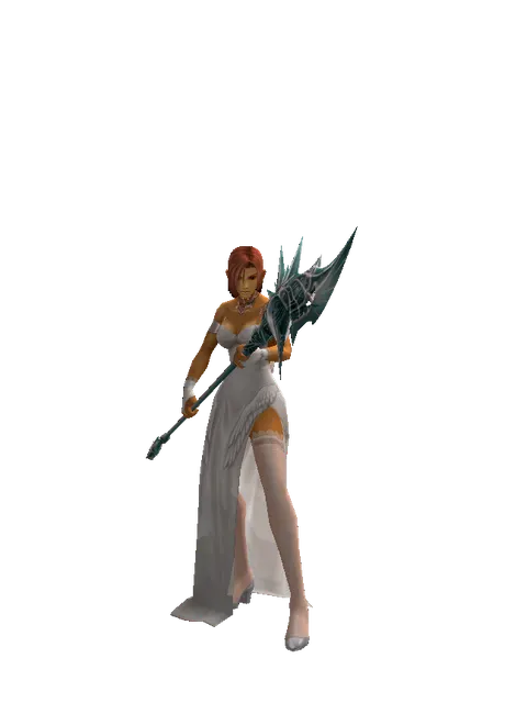 Tiphon's Spear on a female Human fighter, front view