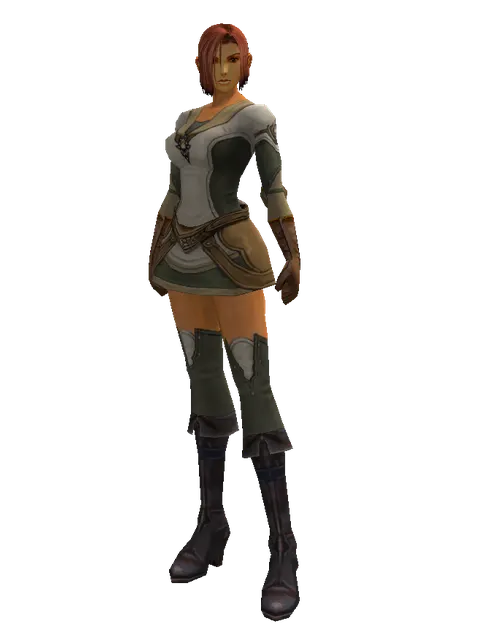 Feriotic (robe) on a female Human fighter, front view