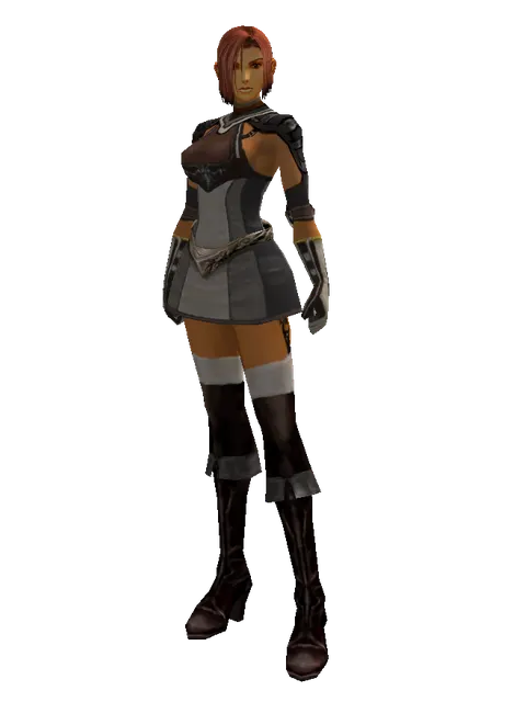 Set of Knowledge on a female Human fighter, front view