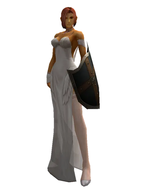 Aspis on a female Human fighter, front view