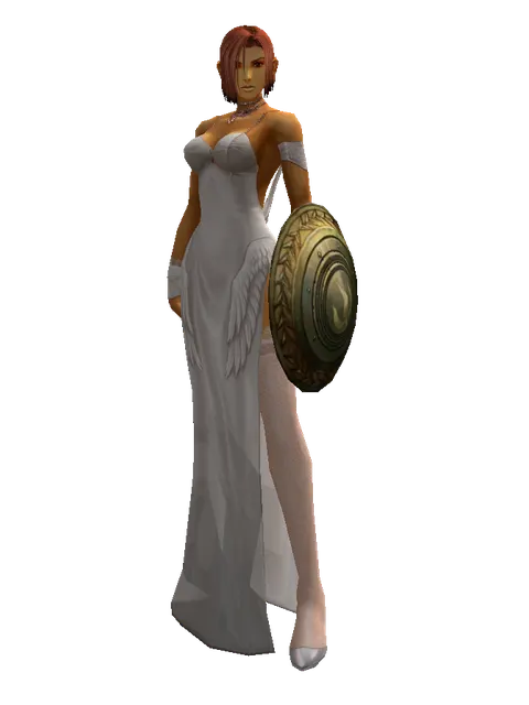 Bronze Shield on a female Human fighter, front view