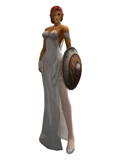 Buckler on a female Human fighter, front view