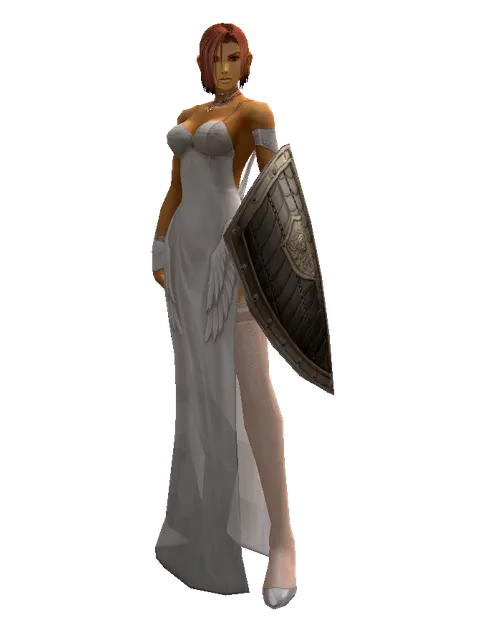 Chain Shield on a female Human fighter, front view