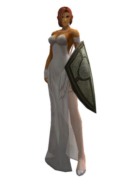 Dream Shield on a female Human fighter, front view