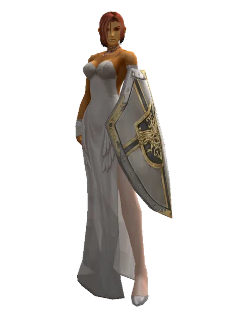 Knight's Shield on a female Human fighter, front view