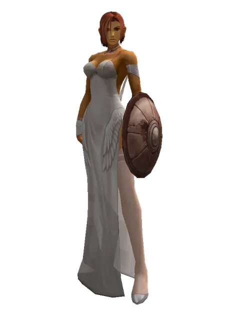 Leather Shield on a female Human fighter, front view