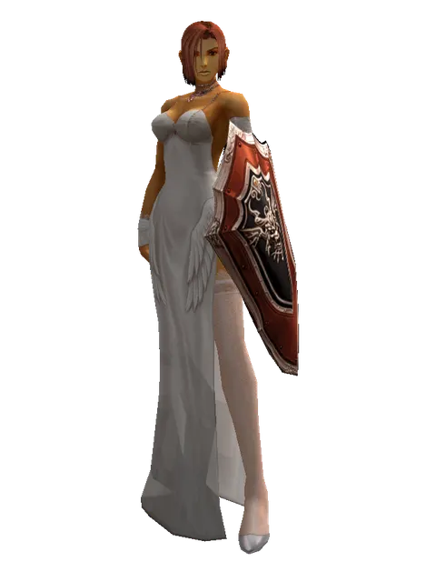 Shield of Nightmare on a female Human fighter, front view