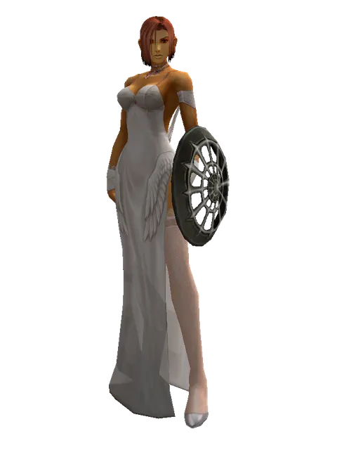 Skeleton Buckler on a female Human fighter, front view