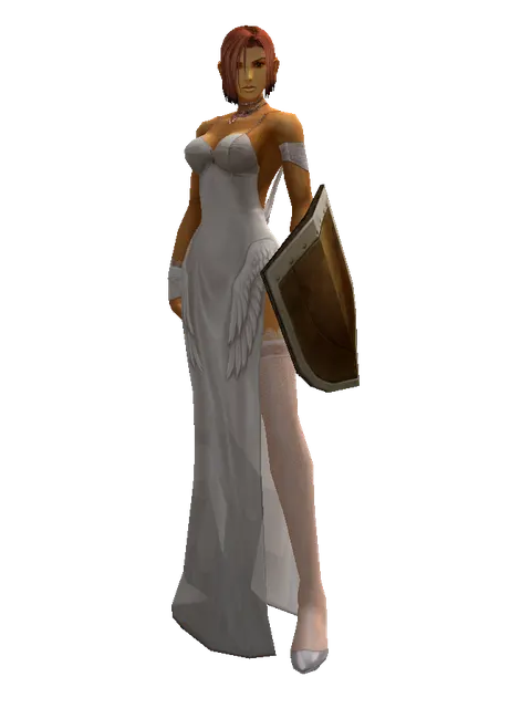 Small Shield on a female Human fighter, front view