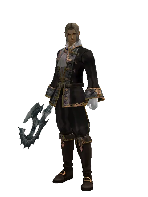 Art of Battle Axe on a male Human fighter, front view