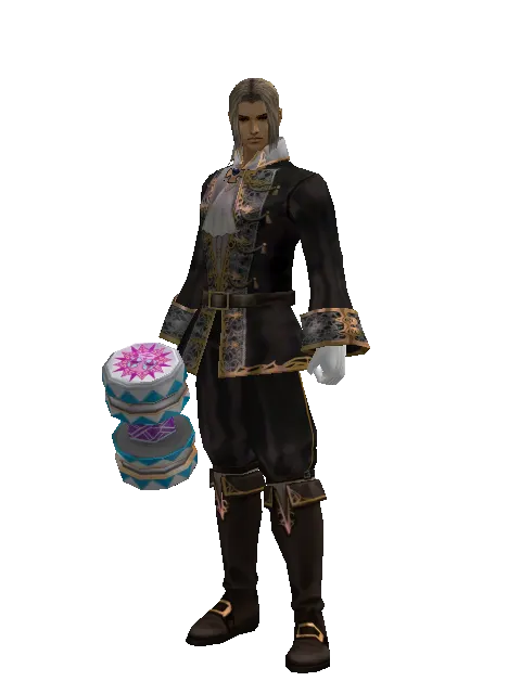 Blue Clown Hammer on a male Human fighter, front view