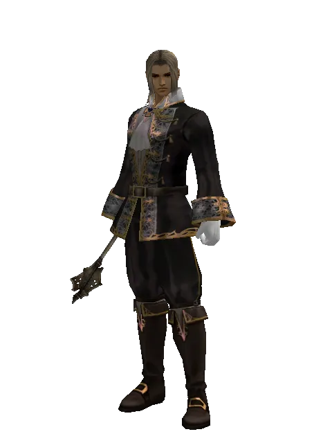 Dwarven Mace on a male Human fighter, front view