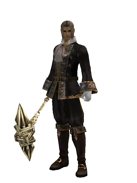 Dwarven War Hammer on a male Human fighter, front view