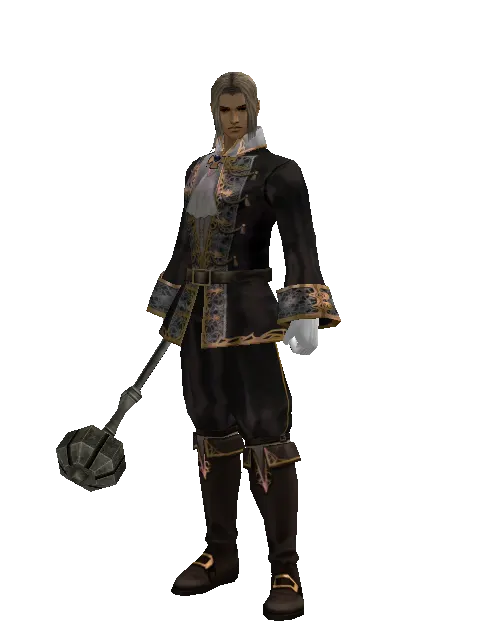 Flanged Mace on a male Human fighter, front view