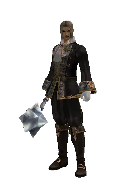 Meteor Shower on a male Human fighter, front view