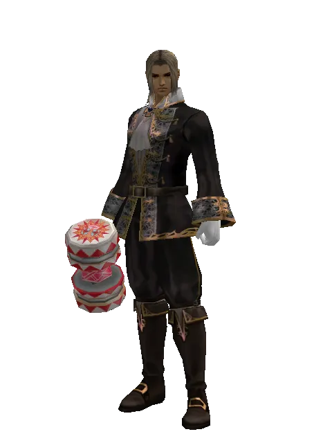 Red Clown Hammer on a male Human fighter, front view
