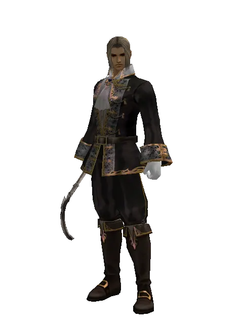 Sickle on a male Human fighter, front view
