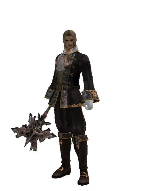 Silver Axe on a male Human fighter, front view