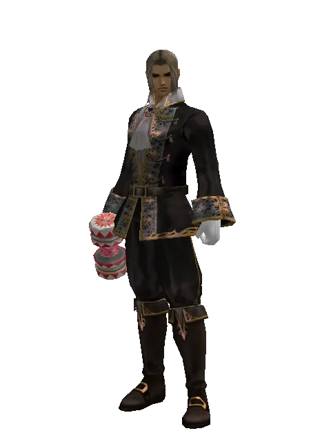 Small Red Clown Hammer on a male Human fighter, front view