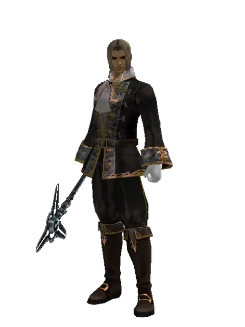 Stick of Eternity on a male Human fighter, front view