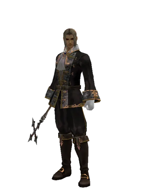 Stick of Faith on a male Human fighter, front view