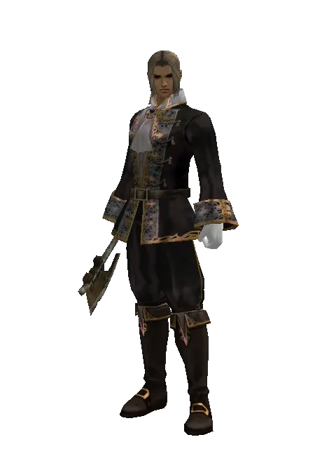 Traveler's Tomahawk on a male Human fighter, front view