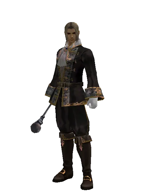 Wand of Adept on a male Human fighter, front view