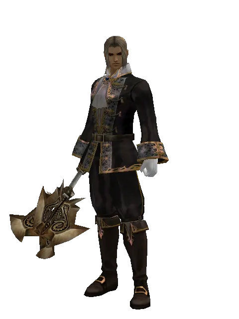 Yaksa Mace on a male Human fighter, front view