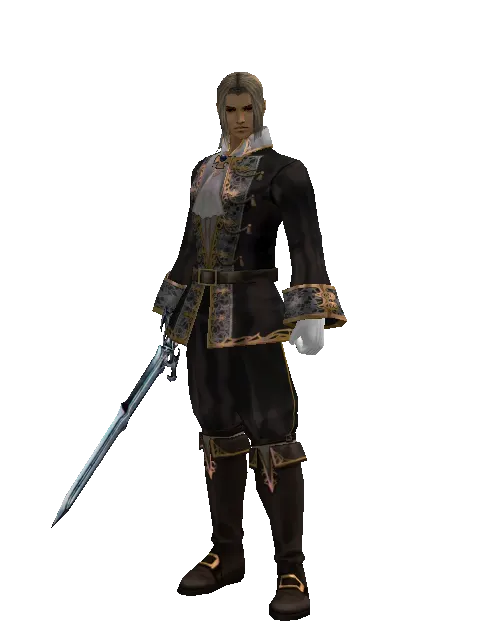 Caliburs on a male Human fighter, front view