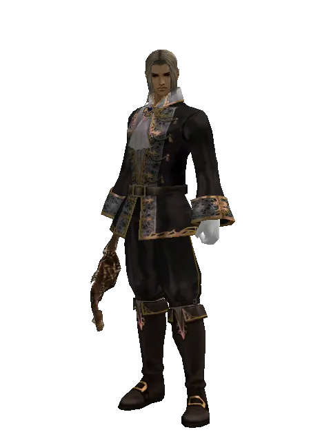 Chrono Cithara on a male Human fighter, front view