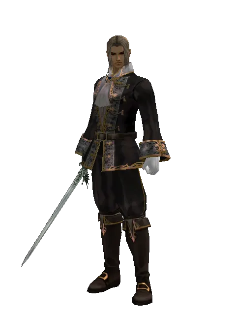 Elven Long Sword on a male Human fighter, front view