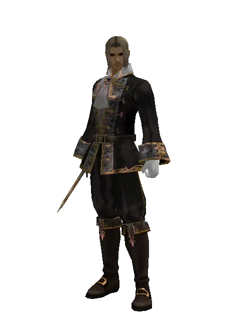 Handmade Sword on a male Human fighter, front view