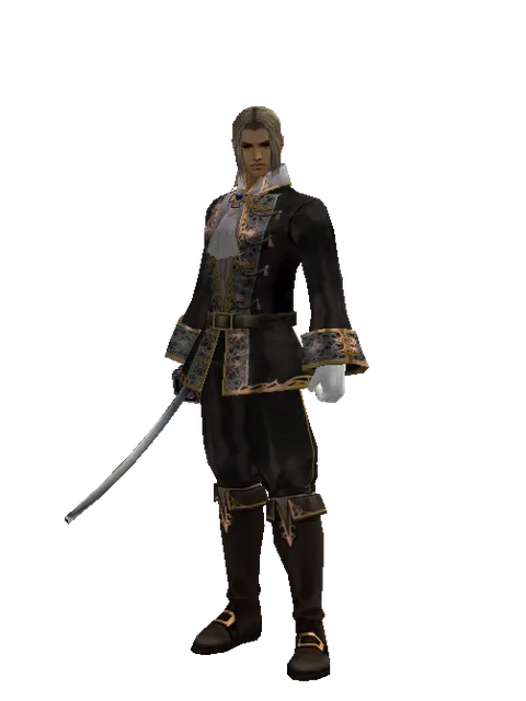 Katana on a male Human fighter, front view