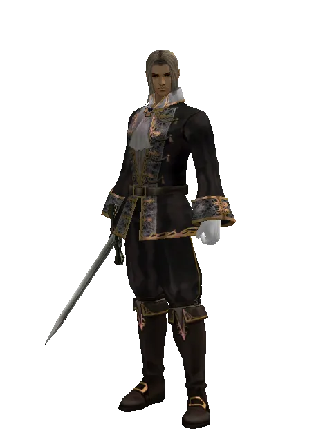 Old Knight Sword on a male Human fighter, front view