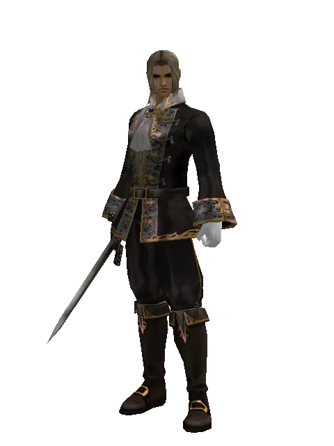 Rusted Bronze Sword on a male Human fighter, front view