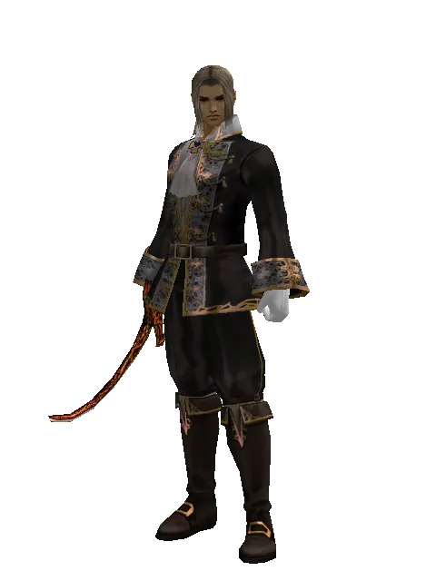Shamshir on a male Human fighter, front view