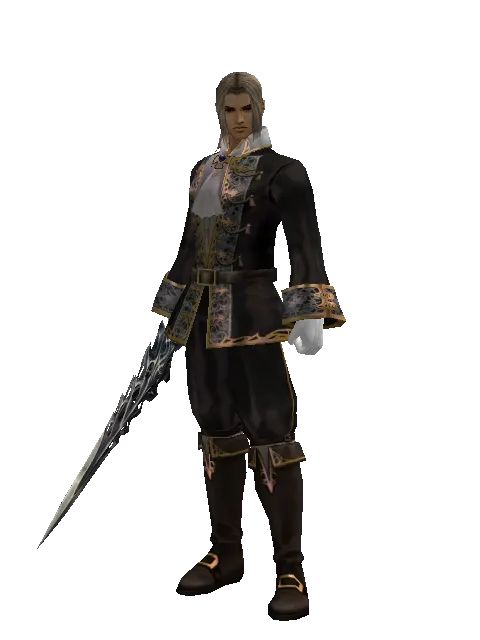 Sword of Damascus on a male Human fighter, front view