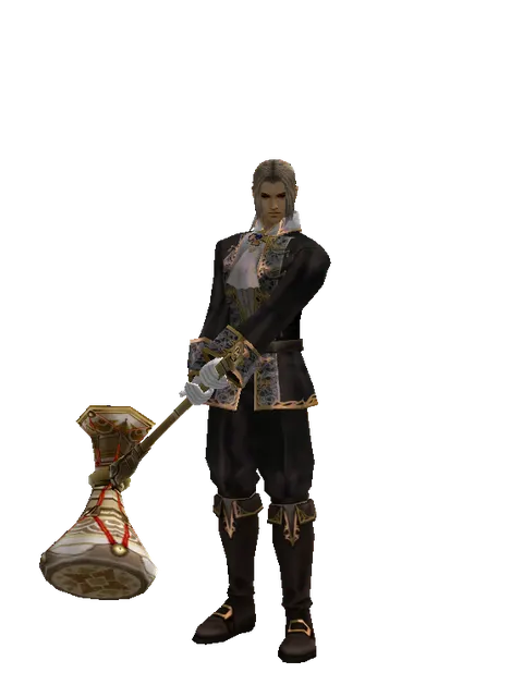 Chrono Darbuka on a male Human fighter, front view