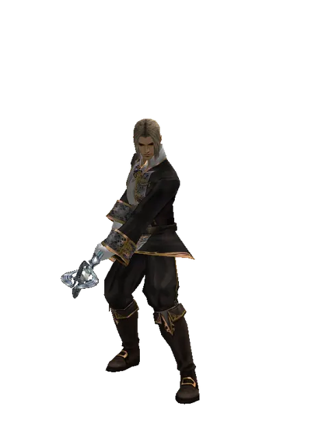 Crystal Staff on a male Human fighter, front view