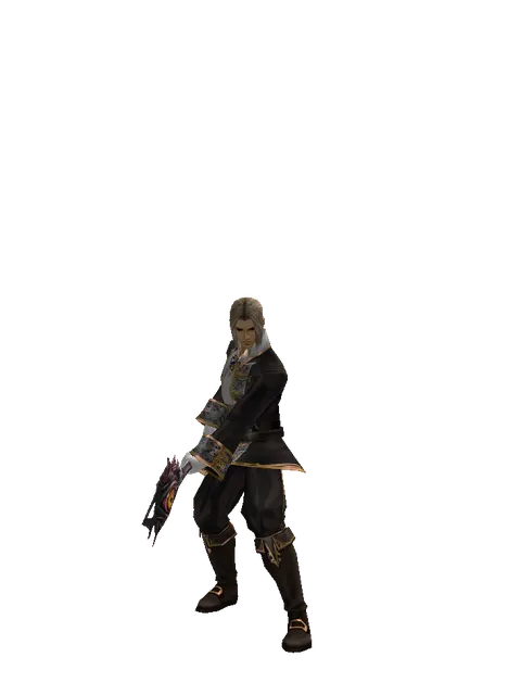 Demon's Staff on a male Human fighter, front view