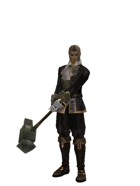 Dwarven Hammer on a male Human fighter, front view