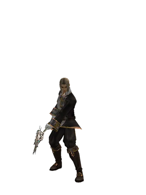 Dynasty Staff on a male Human fighter, front view
