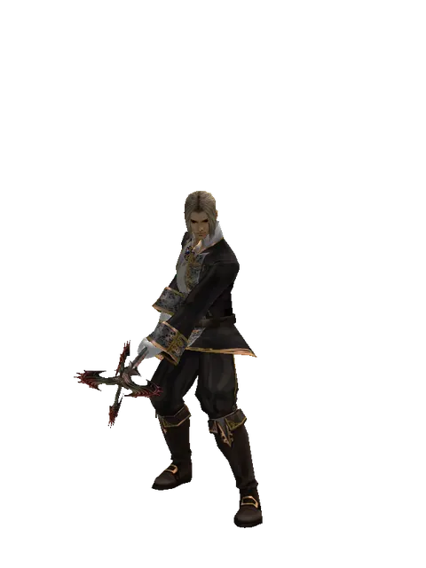 Inferno Staff on a male Human fighter, front view