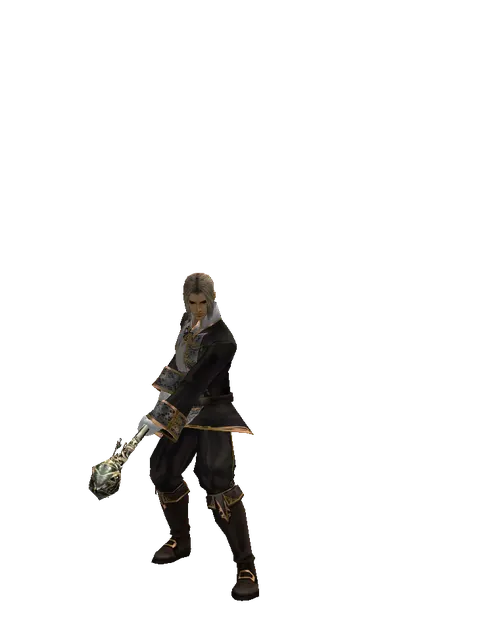 Staff of Evil Spirits on a male Human fighter, front view