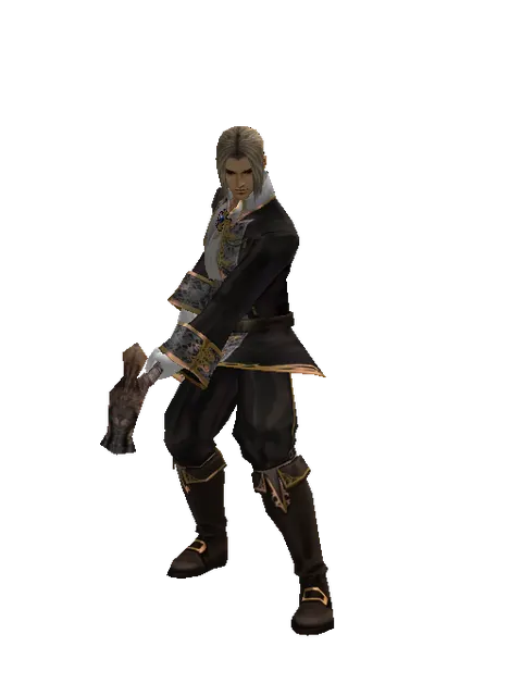 Staff of Sentinel on a male Human fighter, front view
