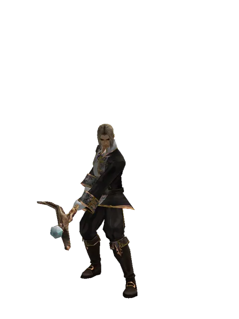 Traveler's Staff on a male Human fighter, front view
