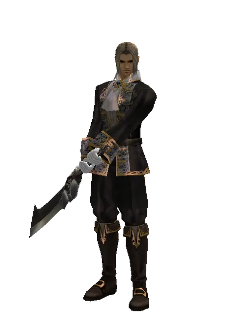 Complete Ancient Legacy Sword on a male Human fighter, front view