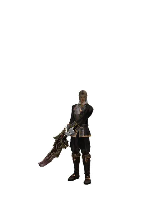 Demonic Sword Zariche on a male Human fighter, front view