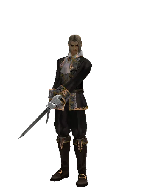 Old Knight's Sword on a male Human fighter, front view