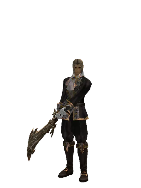 Sword of Ipos on a male Human fighter, front view